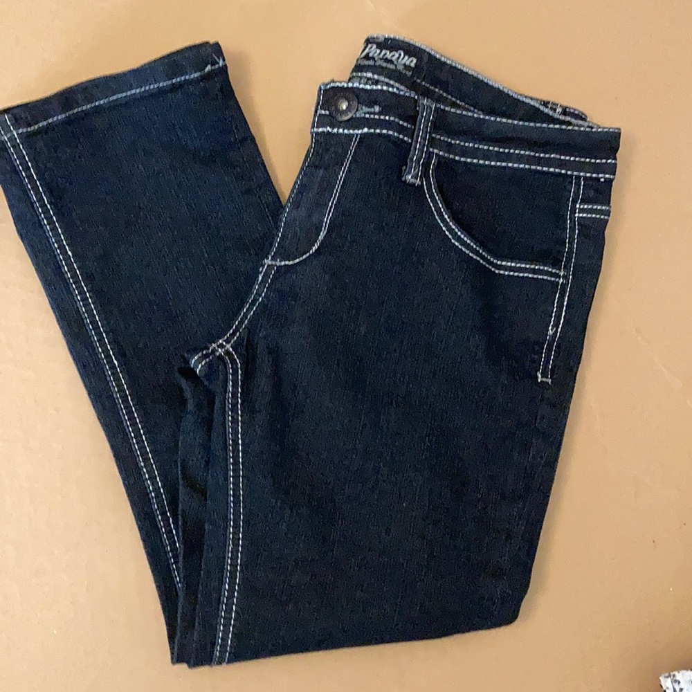 Papaya dark blue crop jeans